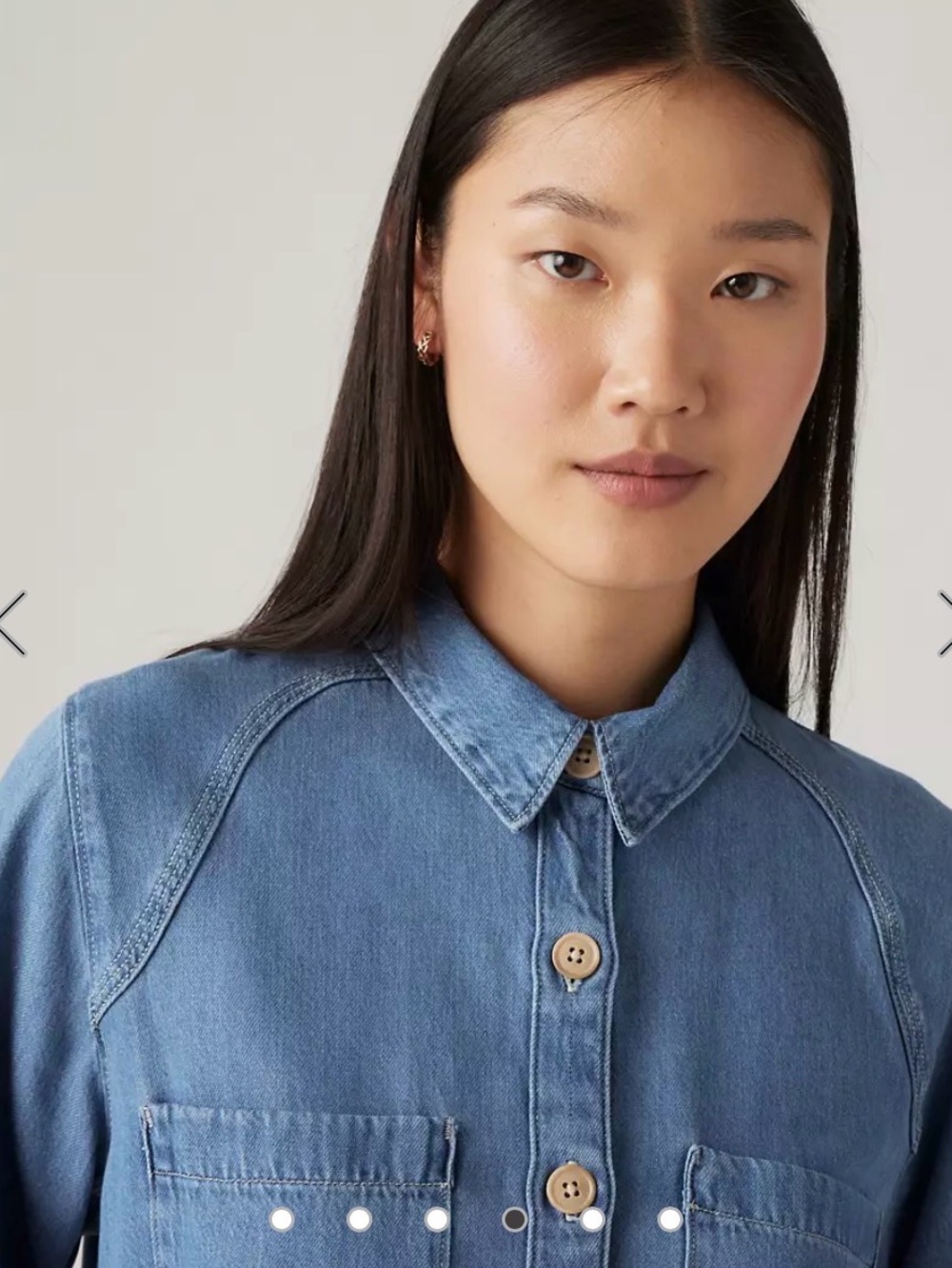 NWT Levi’s Tyla Denim Button-Up Shirt Jacket Voluminous Sleeves Medium Wash - Picture 5 of 7